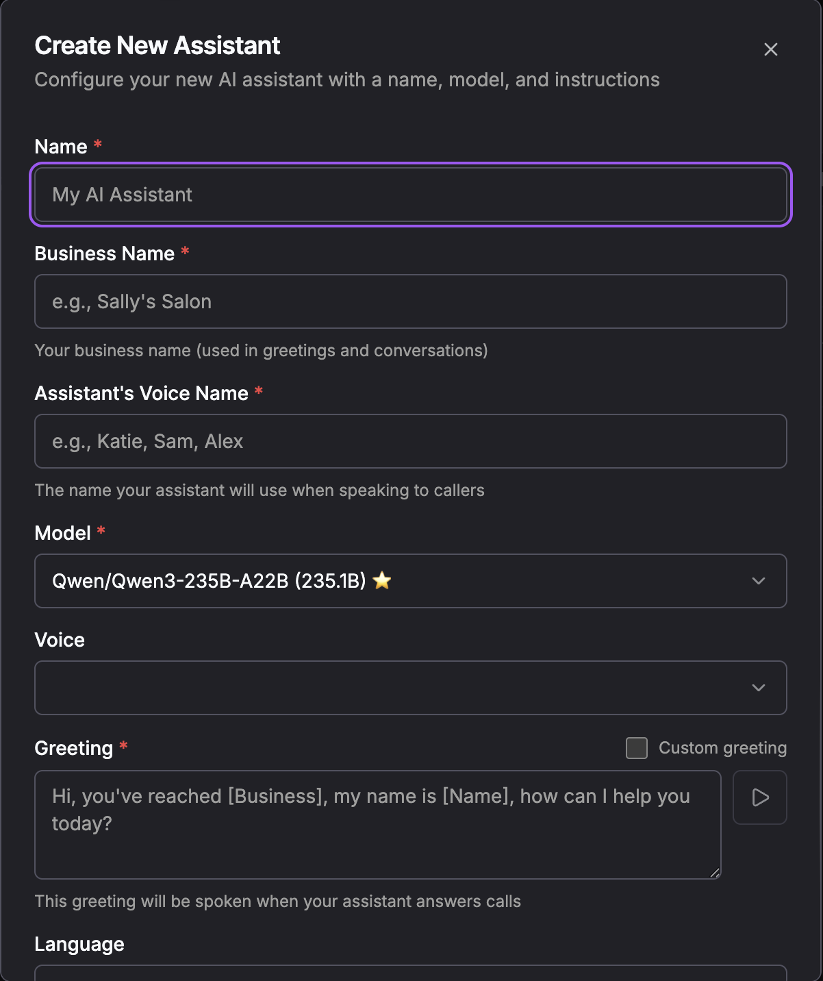 Assistant Basic Settings