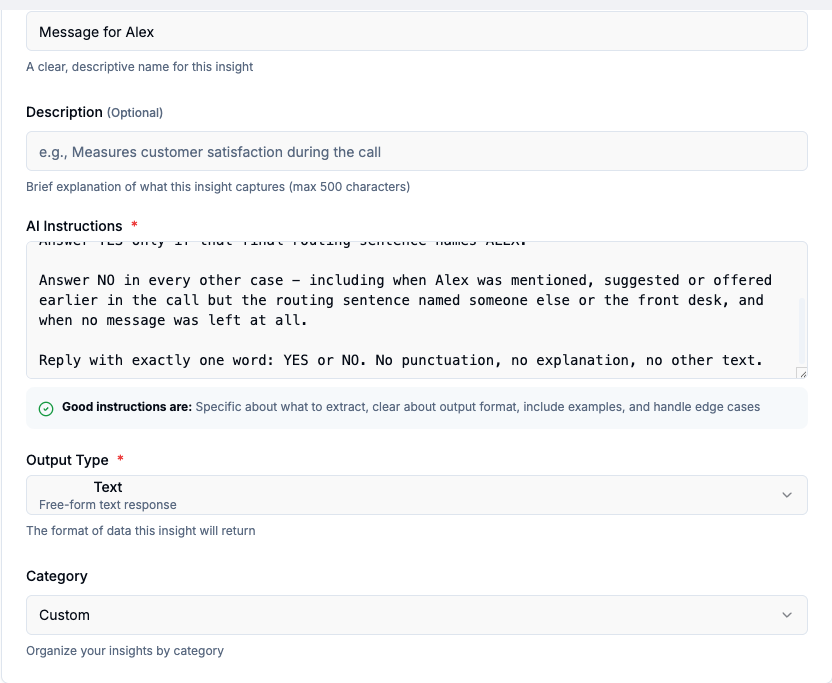 Creating a per-person Yes/No insight